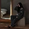 80% de desconto Veludo Térmico para AquecimentoPijama Feminino Outono e Inverno, Escovado para Aquecimento, Estilo Simples, Camada de Base Fashion, Roupa de Casa Fina de Veludo