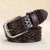 Cinturón de cuero para mujer, informal, combinable, con huecos, fino, decorativo, sencillo, con hebilla de pasador, de piel de vaca pura.