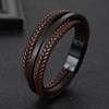 Pulsera tejida de cuero PU de alta venta nueva de Amazon AliExpress para hombre, pulsera con hebilla magnética de aleación