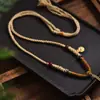 Colar de Corda Trançada Feito à Mão de Xizang Cera de Abelha Marca Buda Thangka Jade Hetian Pingente de Jade Cordão Corda de Pingente Ajustável