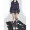 Y2K Spice Girls Estilo Preguiçoso Buraco Buraco Personalidade Oca Meias Jeans Cinza Ins Retro Punk Para Usar Pernas de Cano Médio