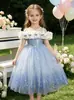 Vestido de Princesa para Meninas, Roupa de Performance de Piano Infantil, Vestido de Aniversário de Luxo para Meninas Pequenas, Vestido de Daminha de Casamento, Vestido de Tule Bufante