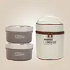 Caixa de Almoço de Aço Inoxidável 304 para Conservar Alimentos Frescos para Estudantes e Trabalhadores de Escritório, Caixa de Almoço Portátil Selada, Caixa de Almoço Redonda com Talheres