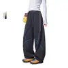 Pantalones Anchos Rectos para Hombre Transfronterizos Otoño Nuevo Sueltos Versátiles Pantalones de Chándal Bloque de Color Línea de Arrugas Caída Casuales