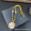 Nova Corrente de Suéter com Flor de Peônia Estilo Chinês Incrustada, Acessório Versátil Feito à Mão, Colar de Luxo de Nicho, Fornecimento Direto do Fabricante