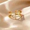 Anel Aberto de Luxo com Banho de Ouro 18K Totalmente Cravejado de Diamantes, Anel de Zircônia, Anel Feminino da Moda e de Alto Padrão, Venda Quente Transfronteiriça