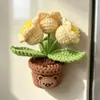 Decoración creativa para refrigerador del hogar pegatinas de plantas en maceta tejidas a mano imanes de flores de hilo magnético de suculentas lindas