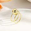 Personalizado estilo frio banhado a cobre 18K enrolamento de ouro oco bola dupla camada anel aberto jóias popular bola anel de índice
