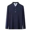 Camisa polo de algodón puro transfronteriza, nueva colección de otoño para hombre, de longitud media, camiseta de manga larga business casual, top para hombre, adecuada como camiseta interior