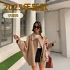 Casaco de Pele Solto com Lapela e Manga Longa de Botão Único, Confortável e Estiloso, Novo Estilo de Inverno Europeu e Americano para Mulheres