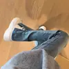 Jeans de micro-split azul claro para mujer, novedad otoño e invierno 2024, talla grande, chica rellenita, cintura alta, elásticos, ajustados, estilo herradura