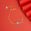 Pulseira de Ouro de Areia Vietnamita Transfronteiriça, Tendência Nacional, Pulseira de Trevo de Quatro Folhas Borboleta com Óleo, Joia Feminina Retro Duradoura