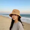 Chapéu de Pescador com Proteção Solar de Verão para Mulheres, Chapéu de Sol de Palha Estilo Coreano com Aba Larga, Novo Estilo Respirável, Chapéu de Sol Versátil para Viagem