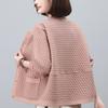 Abrigo corto con rombos para madre de mediana edad, uniforme de béisbol de primavera y otoño para mujer, top holgado informal de manga larga con cuello redondo