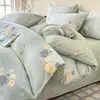 Modelo 13070A Mais Vendido em Transmissão ao Vivo 2026 Conjunto de Lençol de Cama Estampado e Lençol com Elástico de Algodão Puro Quatro Peças com Design Fresco e Simples