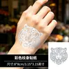 Adesivo de tatuagem de cabeça de tigre dominadora com estampa de folha de prata, à prova d'água e duradouro, para braços e dorso das mãos, adequado para meninas doces e descoladas, estilo ins europeu e americano