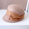 Sombrero ecuestre de lazo plegable estilo japonés para mujer, sombrero de repartidor de noticias de otoño e invierno, gorra con visera retro francesa, sombrero de fieltro de lana australiana
