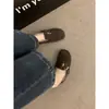 Sapatos femininos Birkenstock, novo modelo outono e inverno 2024, estilo coreano, retrô francês, sem cadarço, sapatos quentes de algodão
