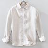 Camisa Japonesa de Algodón Lino de Manga Larga Color Sólido Casual Suelta Artística Fresca Juvenil Combinable Camisa de Lino Moderna