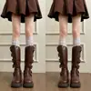 Meias de Renda Branca para Botas Femininas, Conjuntos de Meias Camadas para Primavera e Outono, Conjuntos de Meias Longas para Botas, Mangas para Panturrilha para Usar em Camadas com Botas de Equitação