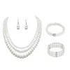 Joyería de Moda Europea y Americana Transfronteriza, Collar Multicapa de Diseño de Nicho, Sencillo Elegante Conjunto de Collares de Perlas