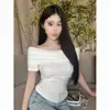 Top Ombro a Ombro Vintage Puro Desejo Personalizável 260g para Mulheres, Emagrecedor, Suave, Verão, Manga Curta Versátil