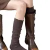 Calcetines de Lana con Encaje para Pantorrilla de Mujer Otoño Invierno Estilo Japonés Tejido Hueco Calcetines de Pompones para Botas Calientes Calcetines Largos de Invierno