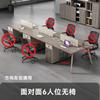 Escritorio de oficina y silla combinados, muebles de oficina modernos y sencillos, mesa de oficina con pantalla para 4 personas y 6 personas.