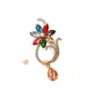 Broche floral de cristal requintado estilo japonês e coreano, moderno para ternos e vestidos, flor de lapela, acessório de zircônia cúbica para mulheres