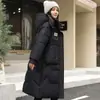 Casaco de Algodão Feminino 2026 Novo Estilo de Inverno com Capuz Removível, Jaqueta Grossa de Algodão Longa Acima do Joelho, Roupa de Exterior de Algodão Feminina