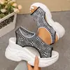 Sandalias Cruzadas para Mujer Europeas y Americanas Suela Gruesa Flyknit Casual de Punto Estilo Transfronterizo Verano Comercio Exterior Talla Grande Peces al por Mayor Talla Grande