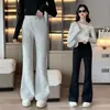 Pantalones Acampanados Ajustados de Estilo Europeo y Americano para Niñas, Forrados de Felpa para Otoño e Invierno, para Niños Mayores, Pantalones Bootcut Ajustados, Pantalones Largos para Niños
