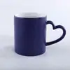 Caneca com coração de transferência de calor, cor céu estrelado que muda de cor, caneca em branco para impressão personalizada DIY, caneca de cerâmica com design sensível à temperatura