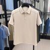 2025 Nova Camisa Polo de Manga Curta com Lapela Camiseta Masculina Verão Camiseta de Seda Gelo Top Masculino Estampa Moda Tendência