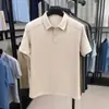 2025 Novo Estilo Camisa Polo Manga Curta com Gola Camiseta Masculina Verão Camiseta de Seda Gelada Top Masculino Moda Tendência Estampa