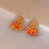 Nuevos Pendientes Colgantes de Calabaza Incrustados con Circonita de Aguja de Plata Estilo Chino, Pendientes de Botón Elegantes Versátiles Vintage con un Diseño Único para Mujer