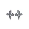 Joyas hechas a mano DIY aretes de perlas, soportes vacíos para aretes de perlas, accesorios de aretes de flor tridimensional vintage al por mayor
