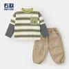 Conjunto de Ropa de Otoño para Niños con Camiseta de Manga Larga Falsa de Dos Piezas y Pantalones Cargo para Niños Pequeños y Bebés Pantalones Largos a la Moda