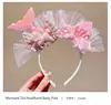 Faixas de Cabeça Infantis, Argolas Coloridas com Lantejoulas de Sereia para Meninas, Faixas de Cabelo de Tule com Flor e Concha de Princesa, Novos Acessórios de Cabelo da Moda para Meninas