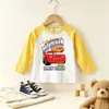 Camiseta de Manga Larga Raglán de Rayo McQueen para Niños, Primavera y Otoño, Color Azul y Blanco en Contraste, Camiseta Básica Infantil de Dibujos Animados de Algodón Puro