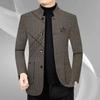 Moda casaco de lã masculino 2024 novo outono e inverno gola de meia-idade casual quente jaqueta plus size casaco maré