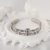 Distrito de Lu Nova Moda Transfronteiriça Elegante Cor Zircônia Pulseira Aberta Cobre Banhado a Ouro Leve Luxo Pulseira Feminina