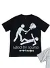 Camiseta Redonda de Manga Corta con Estampado de Graffiti en Inglés 2026 Top Versátil Estilo Casual Top de Algodón Más Vendido