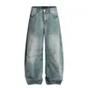 Moda Masculina Magic Bear 2026 Pantalones de Cimitarra Americanos Tendencia Jeans Lavados Retro Estilo Unisex Pantalones Largos de Pierna Ancha