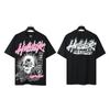 Camiseta Vintage Lavada Tendência High Street com Estampa de Letras e Cabeça Algodão Puro Solta Gola Redonda Manga Curta Venda por Atacado do Fabricante