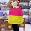 Bolsa de Hombro Plegable de Nuevo Estilo Transfronteriza con Bloques de Color Bolsa de Compras Grande Portátil Bolsa de Compras de Gran Capacidad Bolsa de Compras para el Supermercado