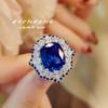 Colgante de cristal azul vintage con punta, pendientes de diamantes de alto carbono de lujo, collar de circón, anillo de diamantes de sentido avanzado, traje de tesoro de color para mujer