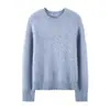 100% Lã Cashmere Pura Fio Fancy de Três Fios Calibre A Gola Redonda Raglã Novo Solto Quente Manga Longa Malha Camada Base Suéter