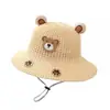 Sombrero de Paja con Visera Solar para Bebé de Verano Oso Lindo Niño Lindo Sombrero de Ala Ancha Protección Solar Niña Sombrero de Pescador Sombrero de Verano para Niños