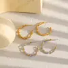 Pendientes de Nudo de Cuerda Entrelazada Creativos de Alta Gama Estilo Ins Europeo y Americano Cadena Chapada en Oro de 18 Quilates Acero Inoxidable Pendientes en Forma de C para Mujer